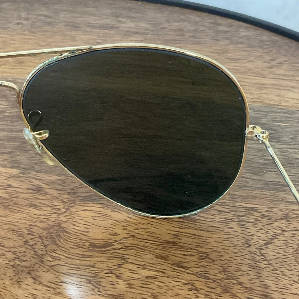 Vintage B&L Ray Ban USA Aviator  64-14 Gold Frame Sunglasses.